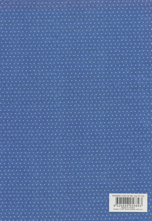 Printed Felt - Blue with Small White Dots - 1 Piece