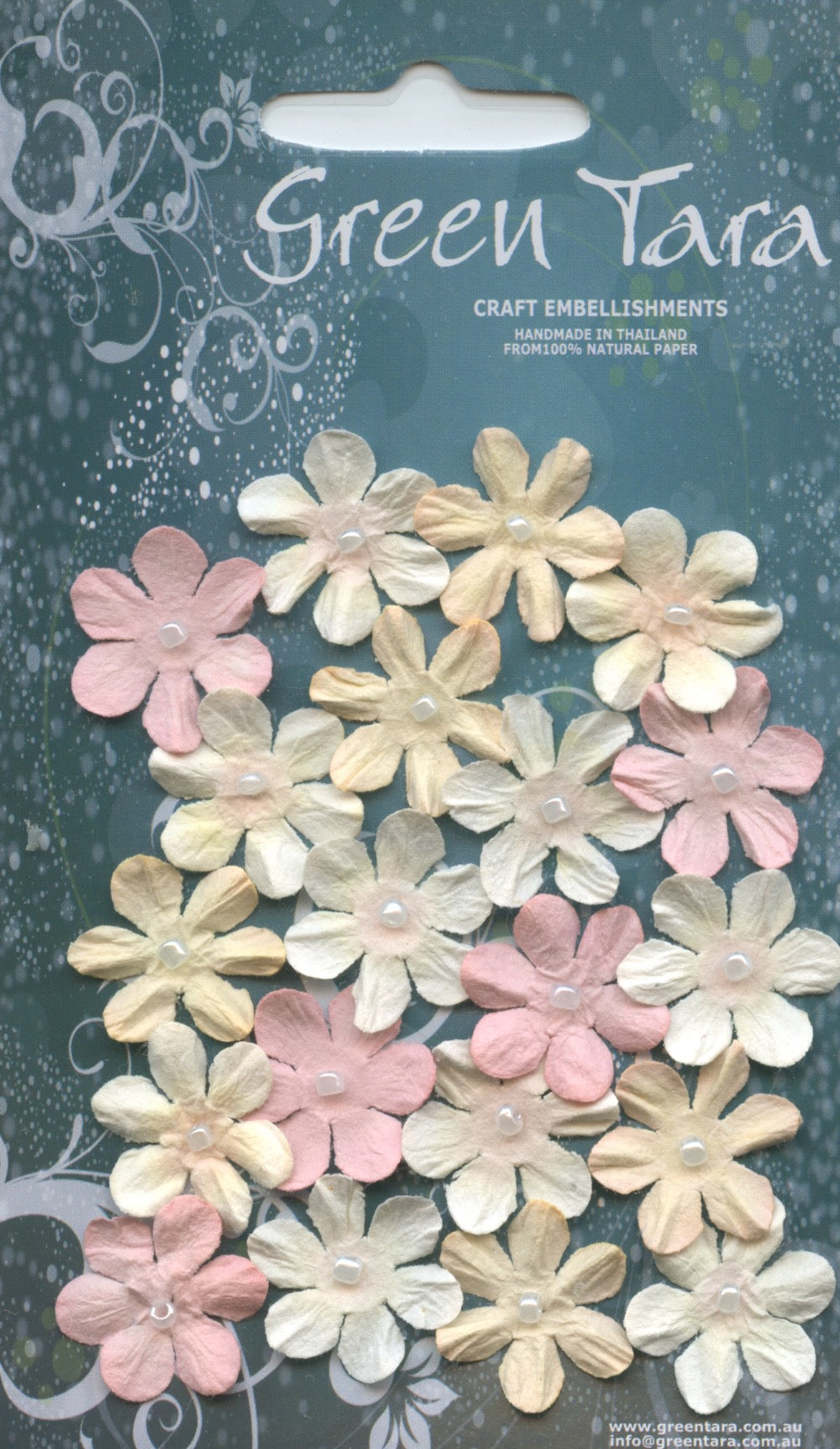 Mini Flowers - Soft pastel tones with Pearl centre - 20 pk