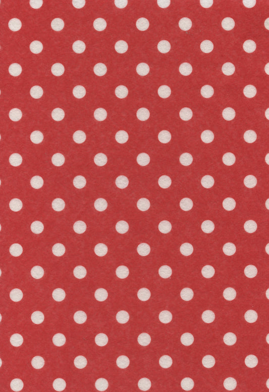 Printed Felt - Red with Large White Dots - 1 piece