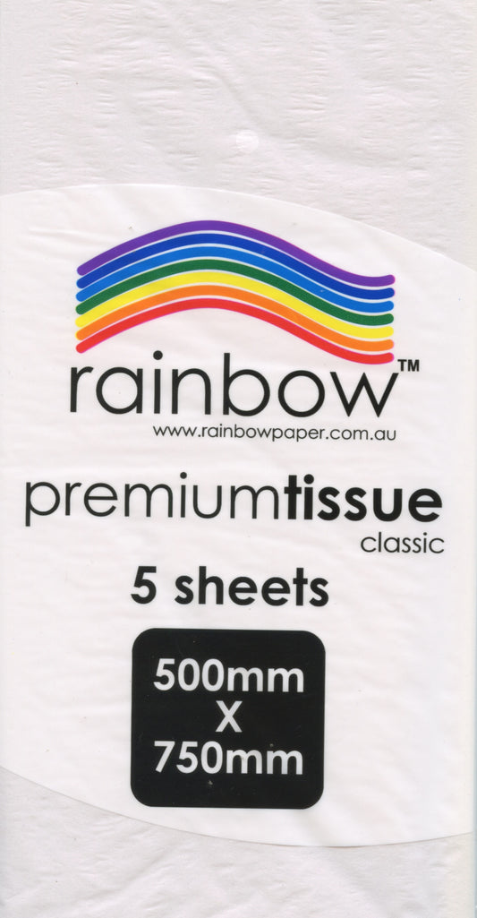 Premium Tissue Paper Classic White 5 Pack - 750mm x 500mm
