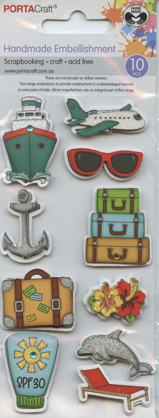 Porta Craft Handmade Embellishments - Holiday/Travel - 10pc