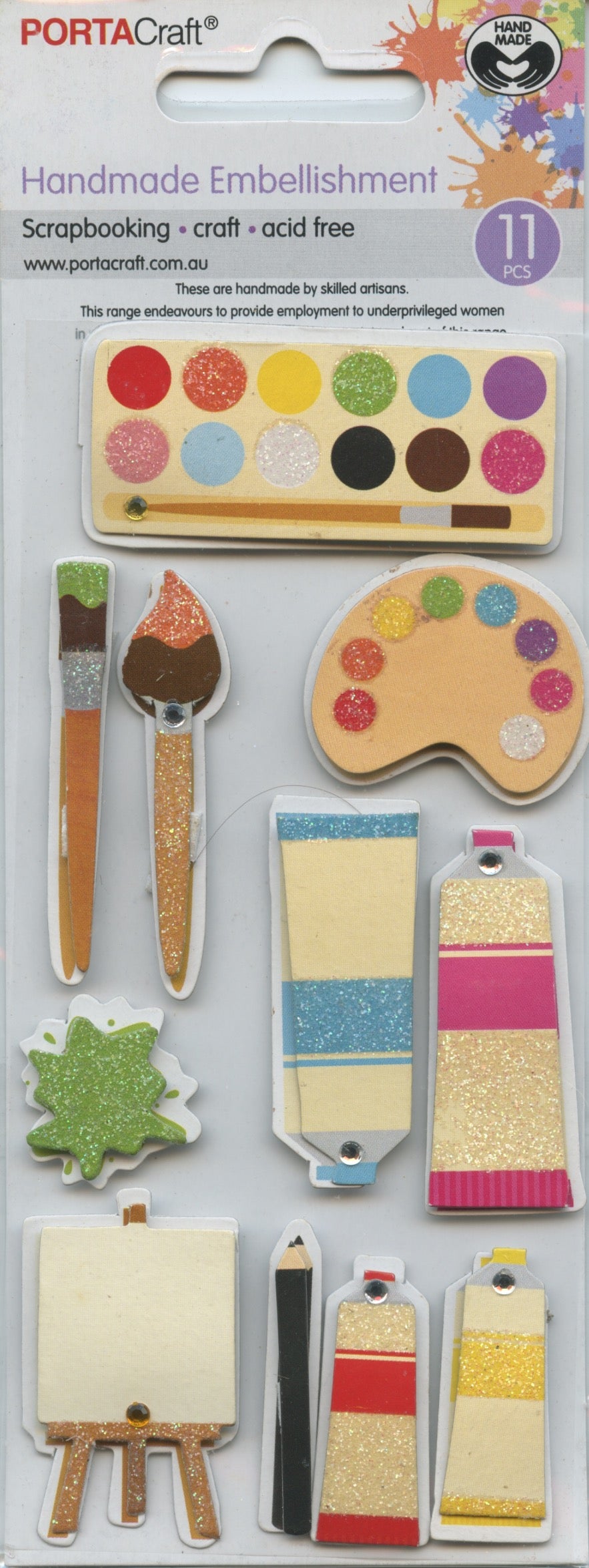 Porta Craft Handmade Embellishments - Painting Theme - 11pc