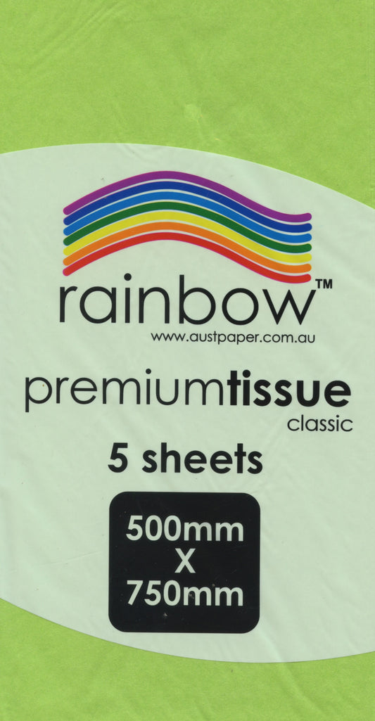 Premium Tissue Paper Classic Light Green 5 Pack - 750mm x 500mm