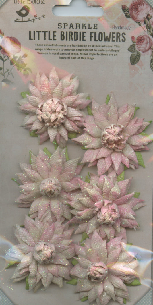 Little Birdie Handmade Embellishments 3D Flowers Alslinn Pink 6pc