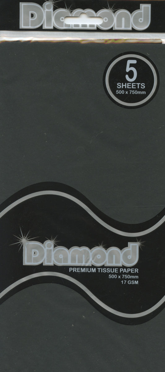 Premium Tissue Paper - Black 5 Pack - 750mm x 500mm
