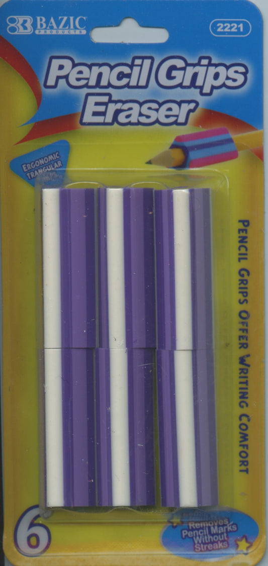 Bazic Pencil Grips Erasers 6pk - Purple White