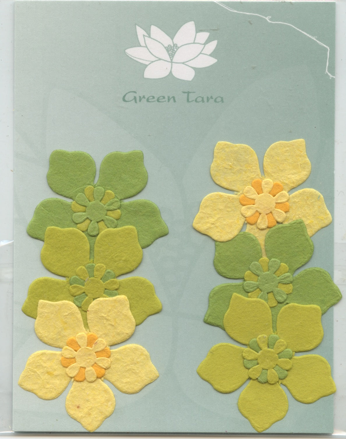 Paper Flowers - Yellow/Greens - 6 pk