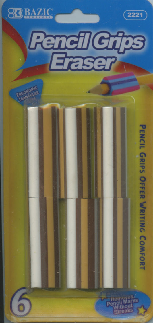 Bazic Pencil Grips Erasers 6pk - Brown White