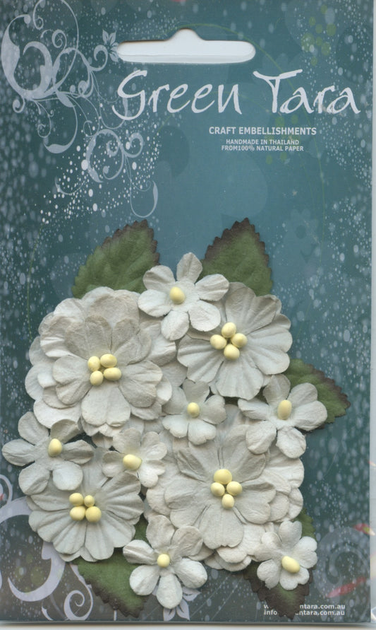 Pastel Flower - Grey & Leaf pack - 16 pc