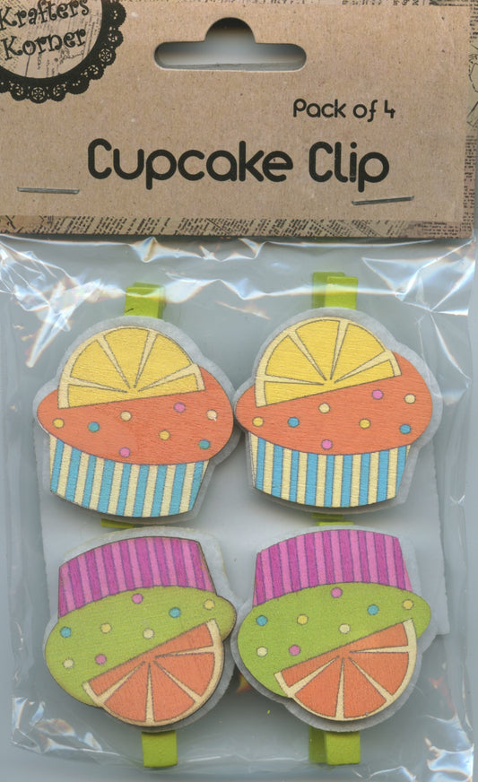 Cupcake Clip 3D with Peg - Slices of Orange/Lemon - Pack of 4 - Pack #3