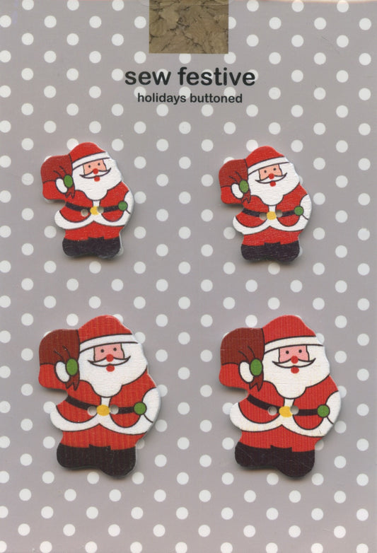 Christmas Santa Festive Buttons - 4 pk