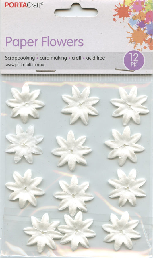 Porta Craft Paper Flowers 12pk - White