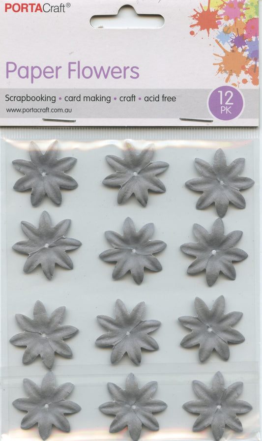 Porta Craft Paper Flowers 12pk - Grey