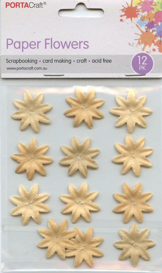 Porta Craft Paper Flowers 12pk - Light Brown (Beige)