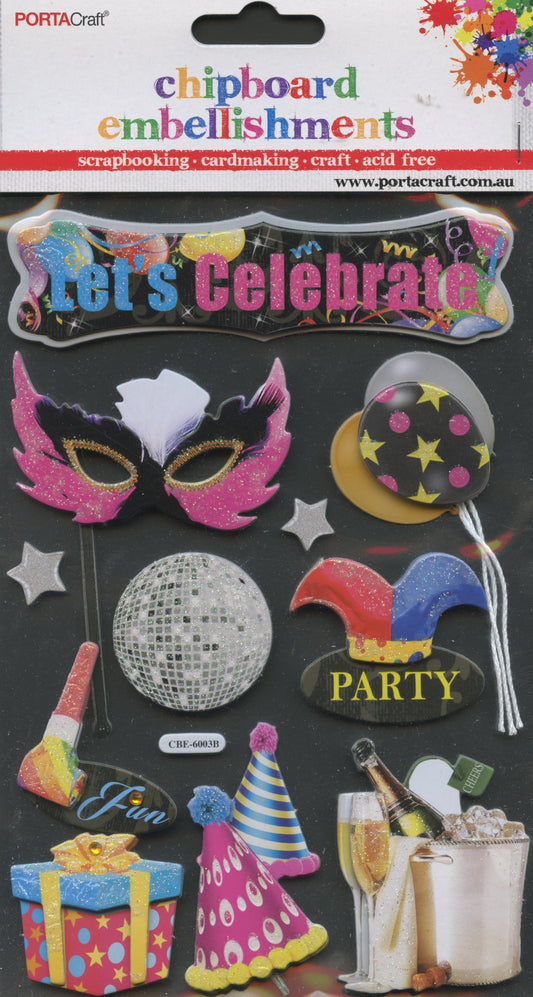 Porta Craft Chipboard Embellishment - Party Let’s Celebrate