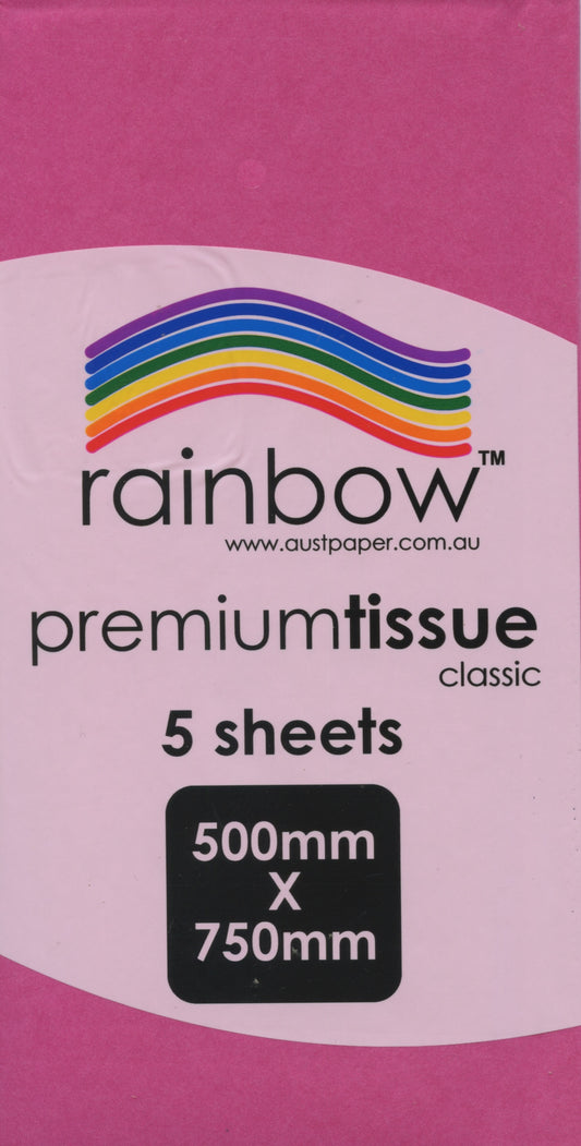 Premium Tissue Paper Classic Cerise 5 Sheet Pack - 750mm x 500mm