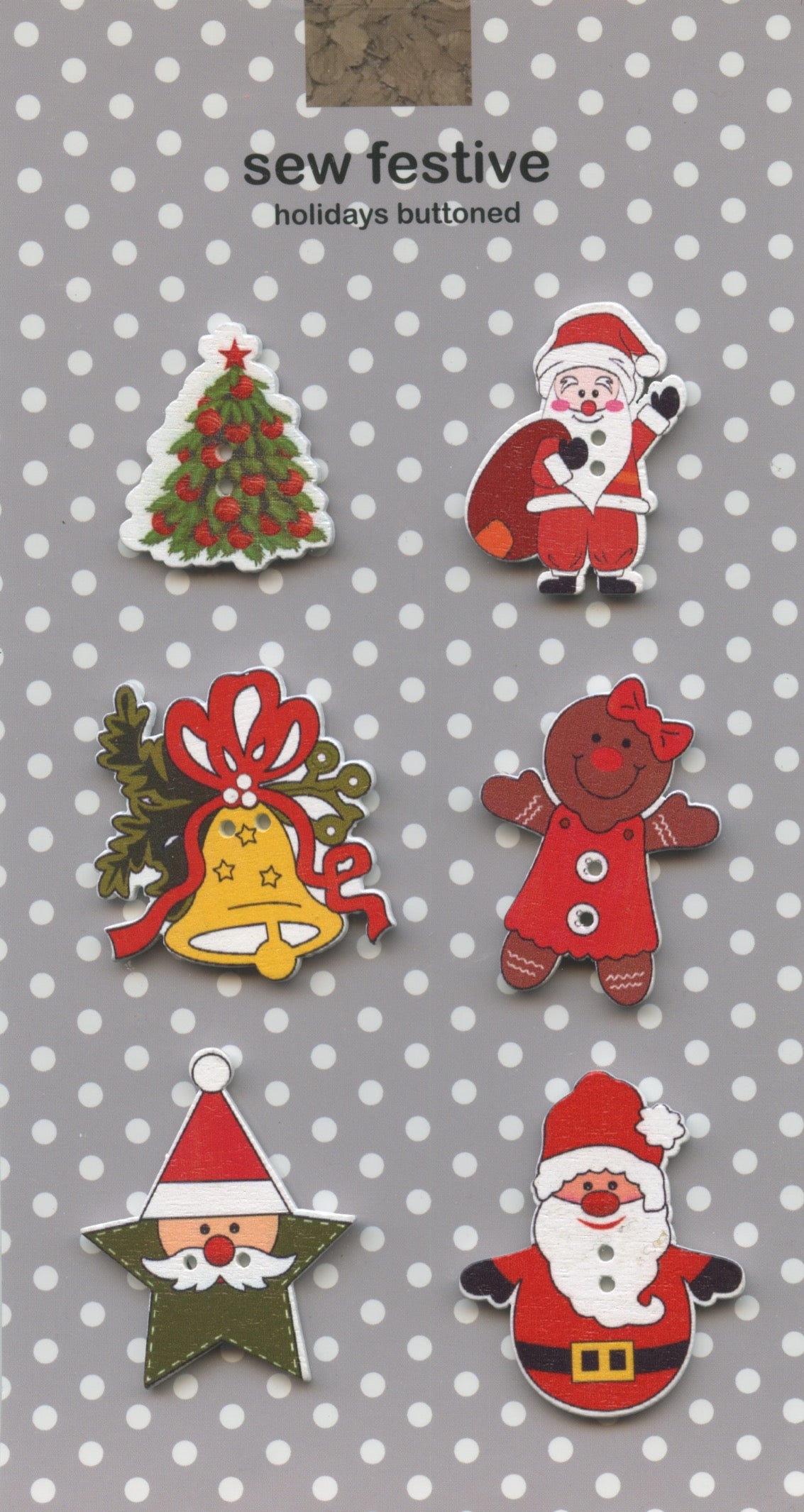 Christmas Theme Festive Buttons - 6 pk