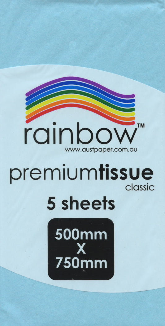 Premium Tissue Paper Classic Light Blue 5 Pack - 750mm x 500mm