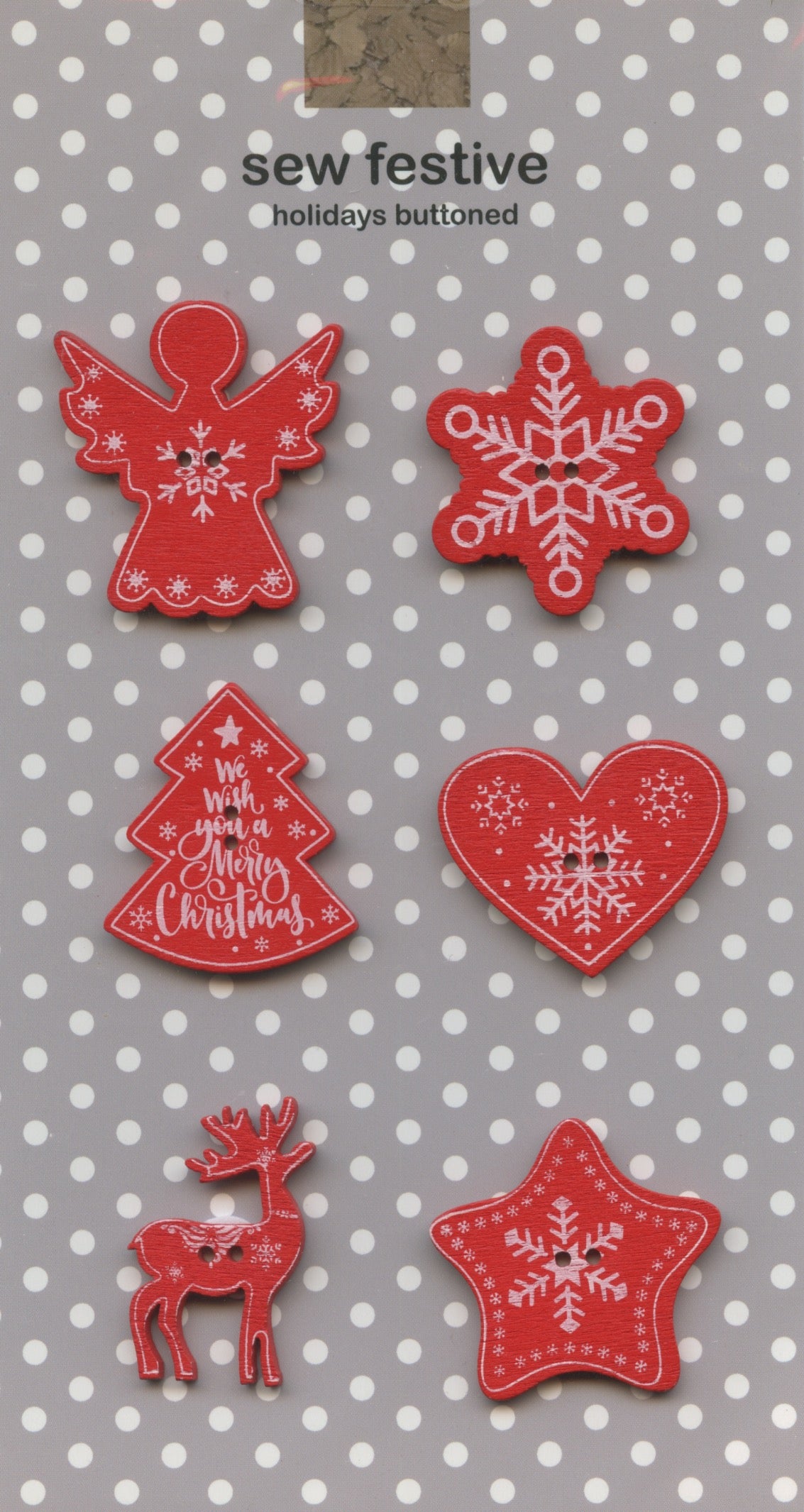 Christmas Red Festive Buttons - 6 pack