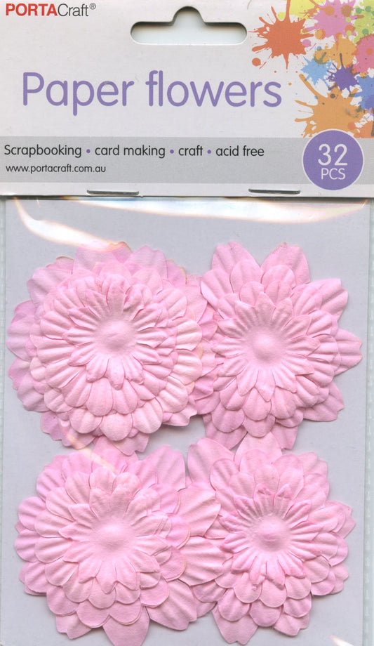 Paper Flowers Pink Embellishments 32pc