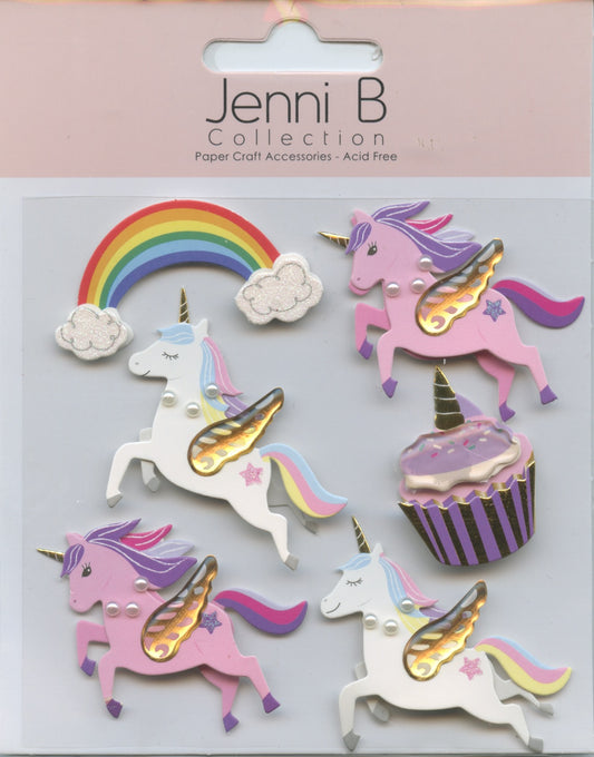 Jenni B Collection 3D Unicorn Embellishments 6pk