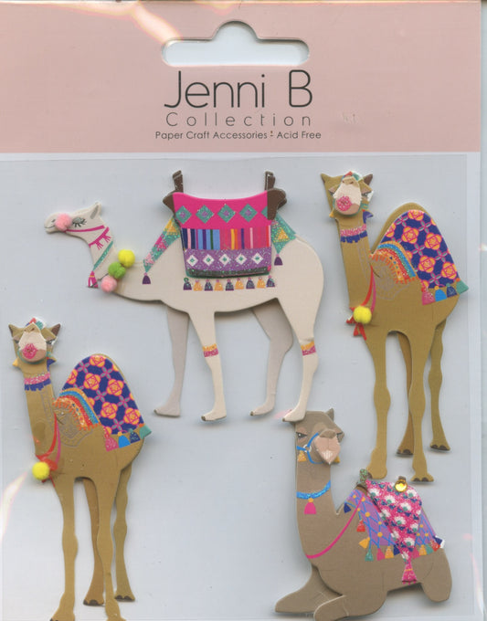 Jenni B Collection 3D Camels Self Adhesive Embellishments 4pk