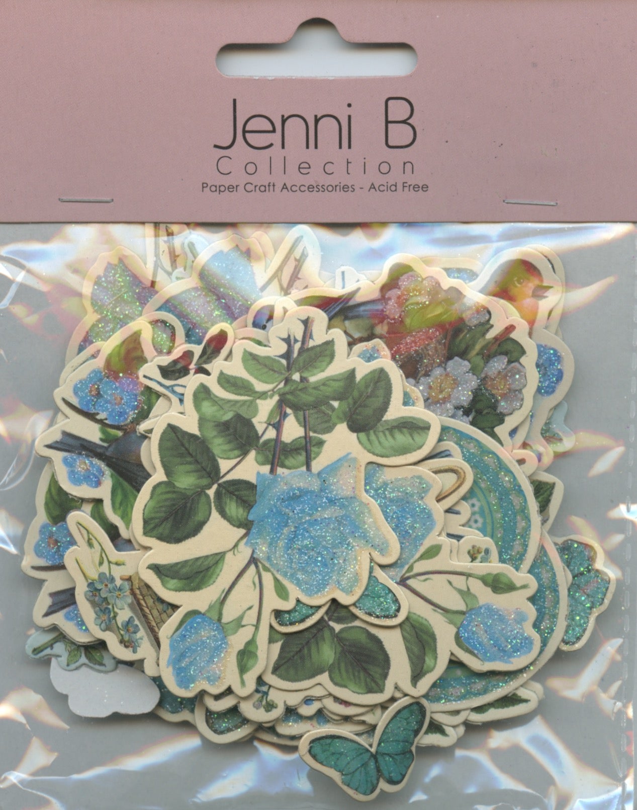 Jenni B - Paper Die-Cuts - Butterfly Floral Blues -  66pcs