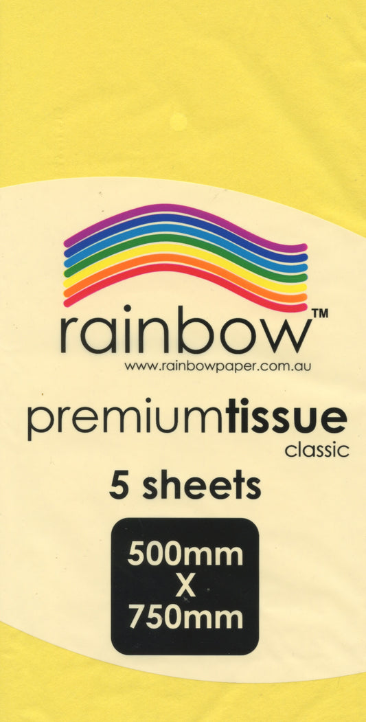 Premium Tissue Paper Classic Yellow 5 Pack - 750mm x 500mm
