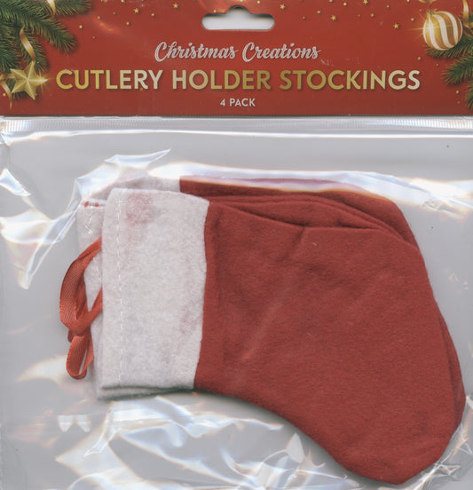 Cutlery Holder Christmas Stocking - 4 Pk