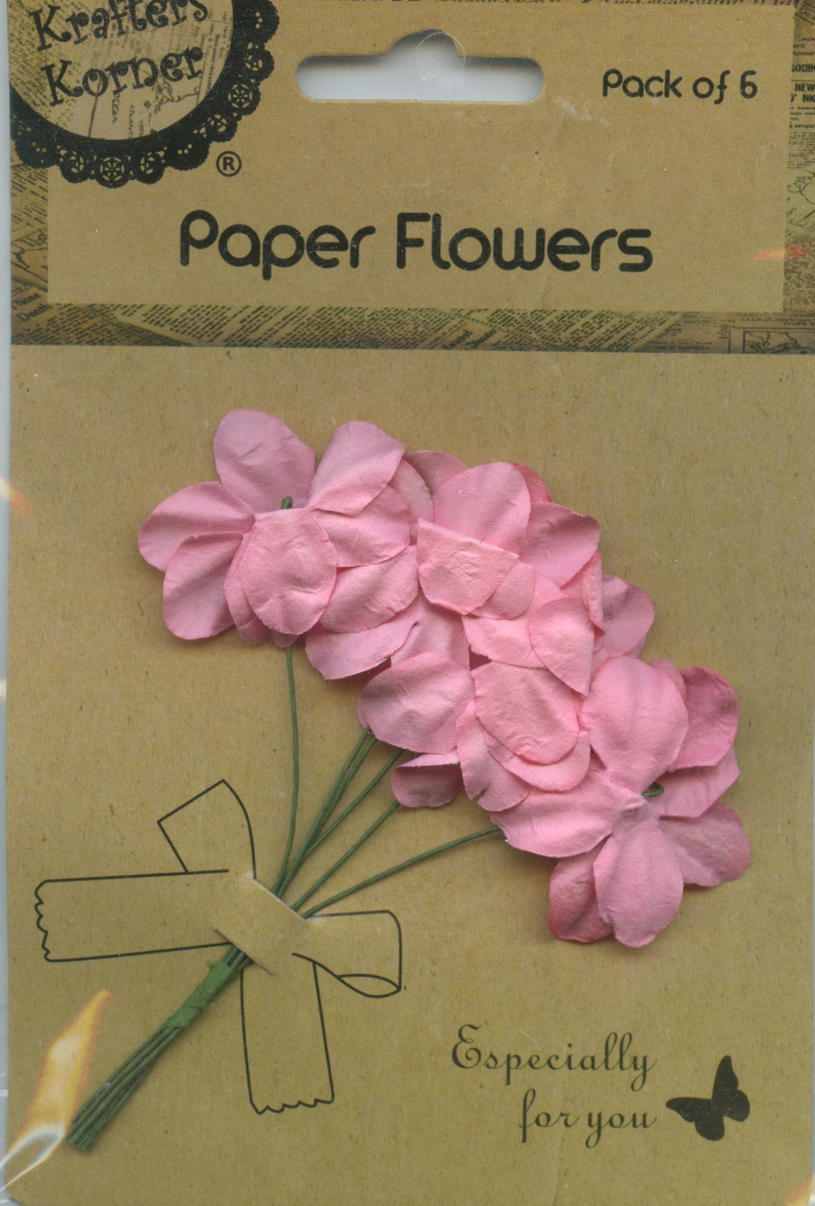 Paper Flower Bunch - Pink - Pack of 6