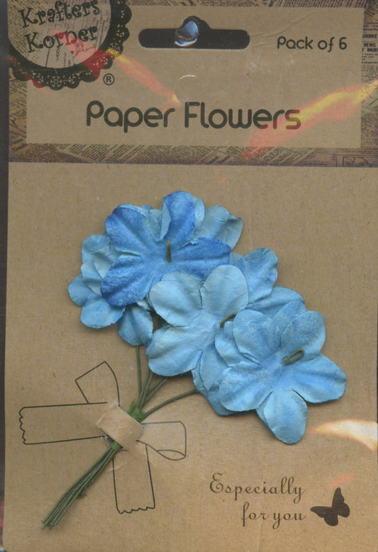 Paper Flower Bunch - Blue - Pack of 6