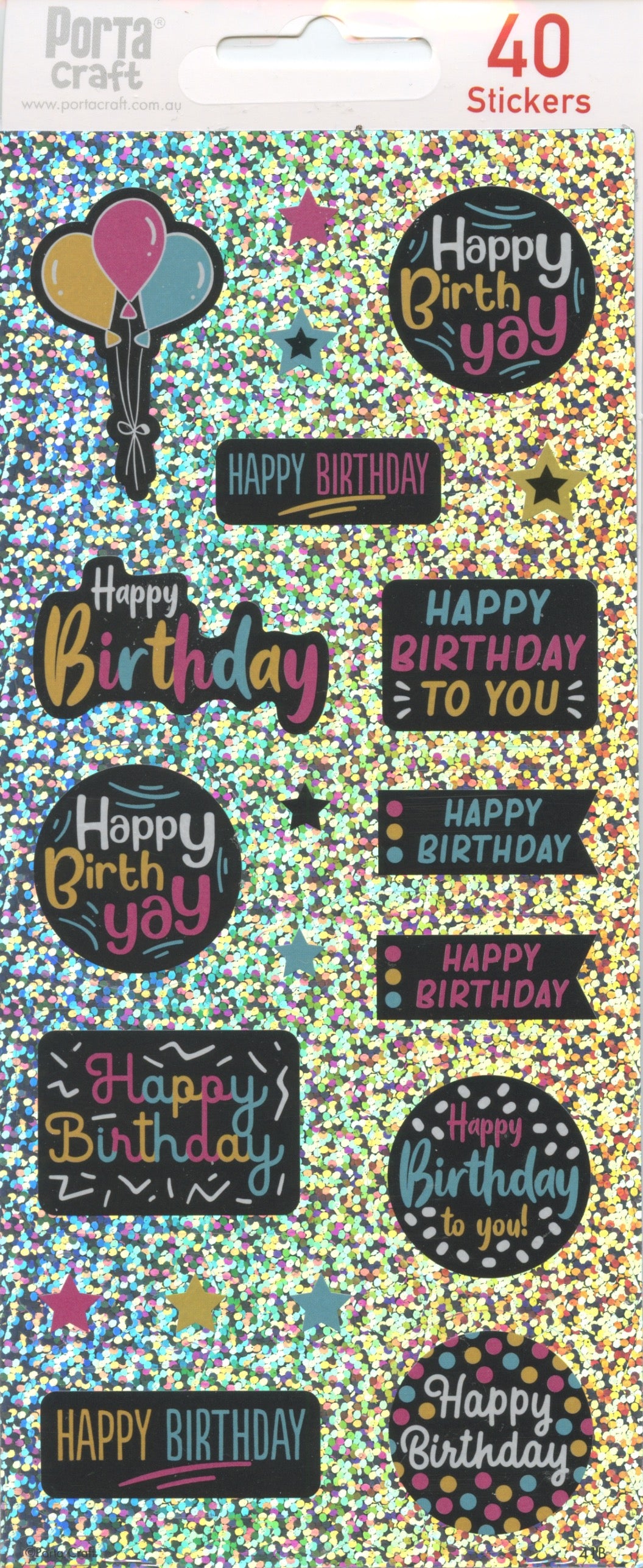 Happy Birthday Stickers -  40 pack