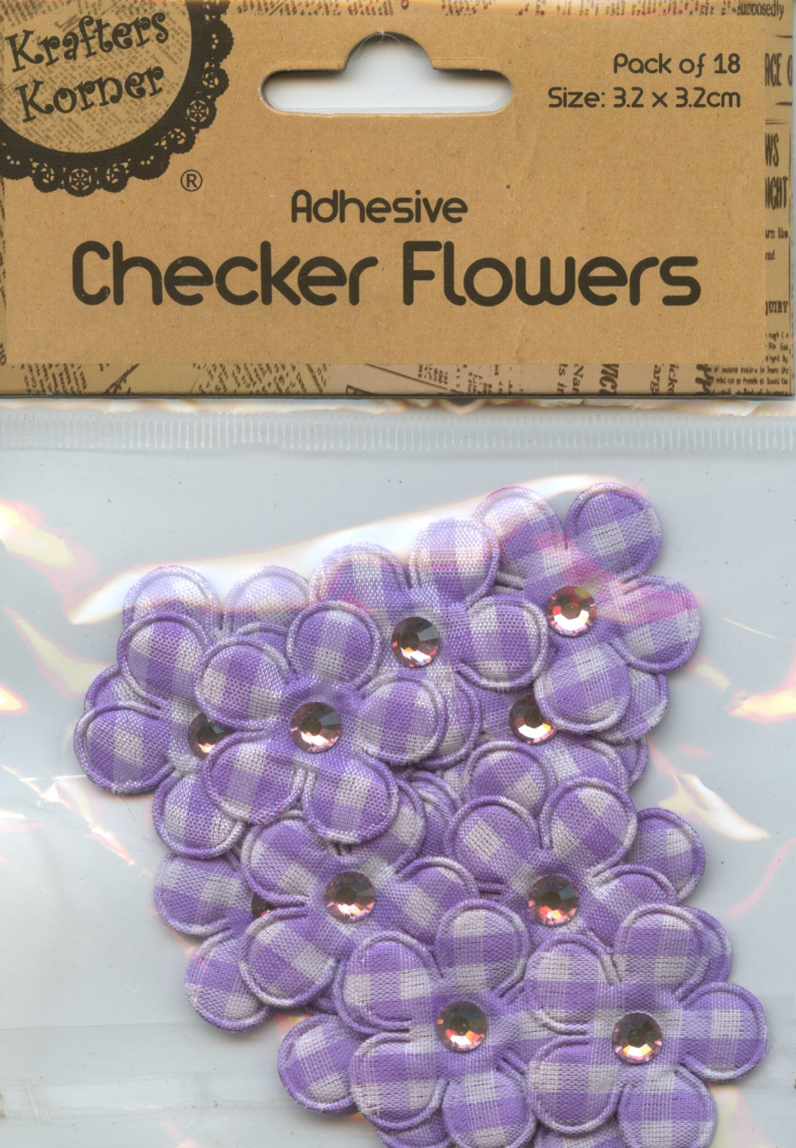 Purple Adhesive Checker Flowers - Pk 18 - Size 3.2 cm