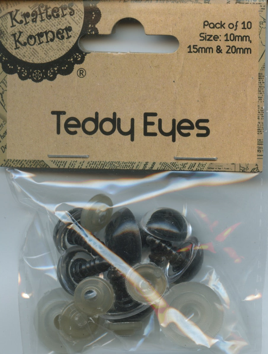 Teddy Eyes - 3 sizes 20,15,10mm - 10 pk