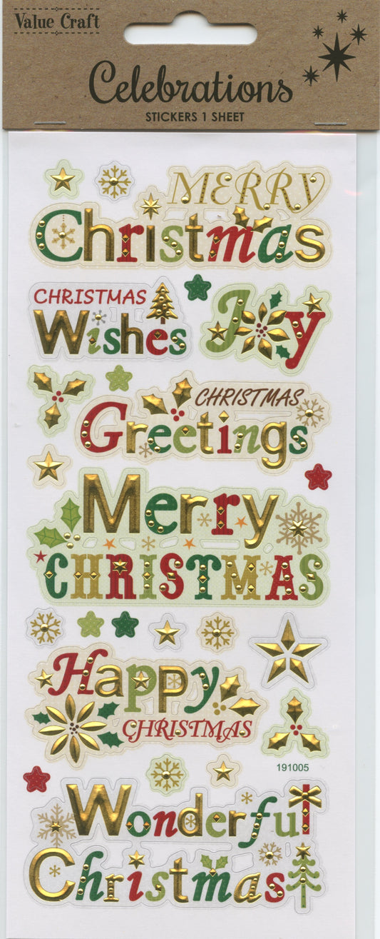 Christmas Wording Stickers - 1 sheet - 24pk