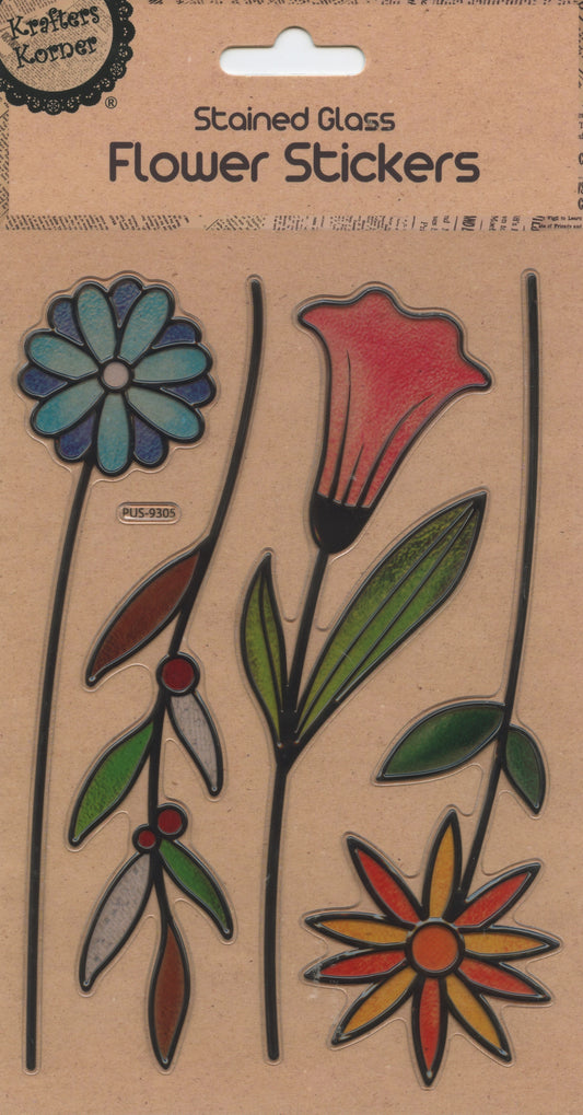 Stained Glass Flower Stickers - Collection #2 - 4 pk