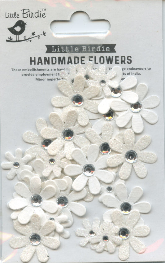 Little Birdie Handmade Embellishments Flowers Sparkle Florettes Colour Your Own 32pc