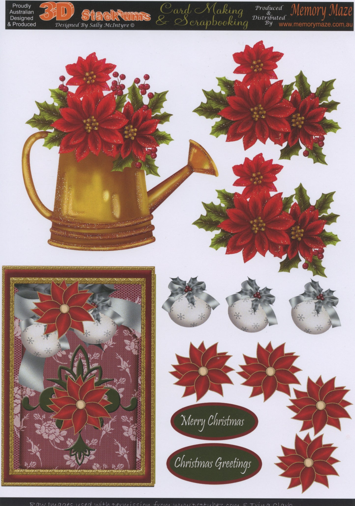 3D Cuttables - Christmas Poinsettia -  1 sheet