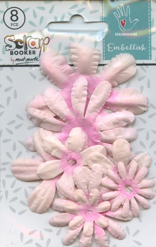 Scrap Booker Handmade Flower Embellishments Spring Garden Pink 8pc