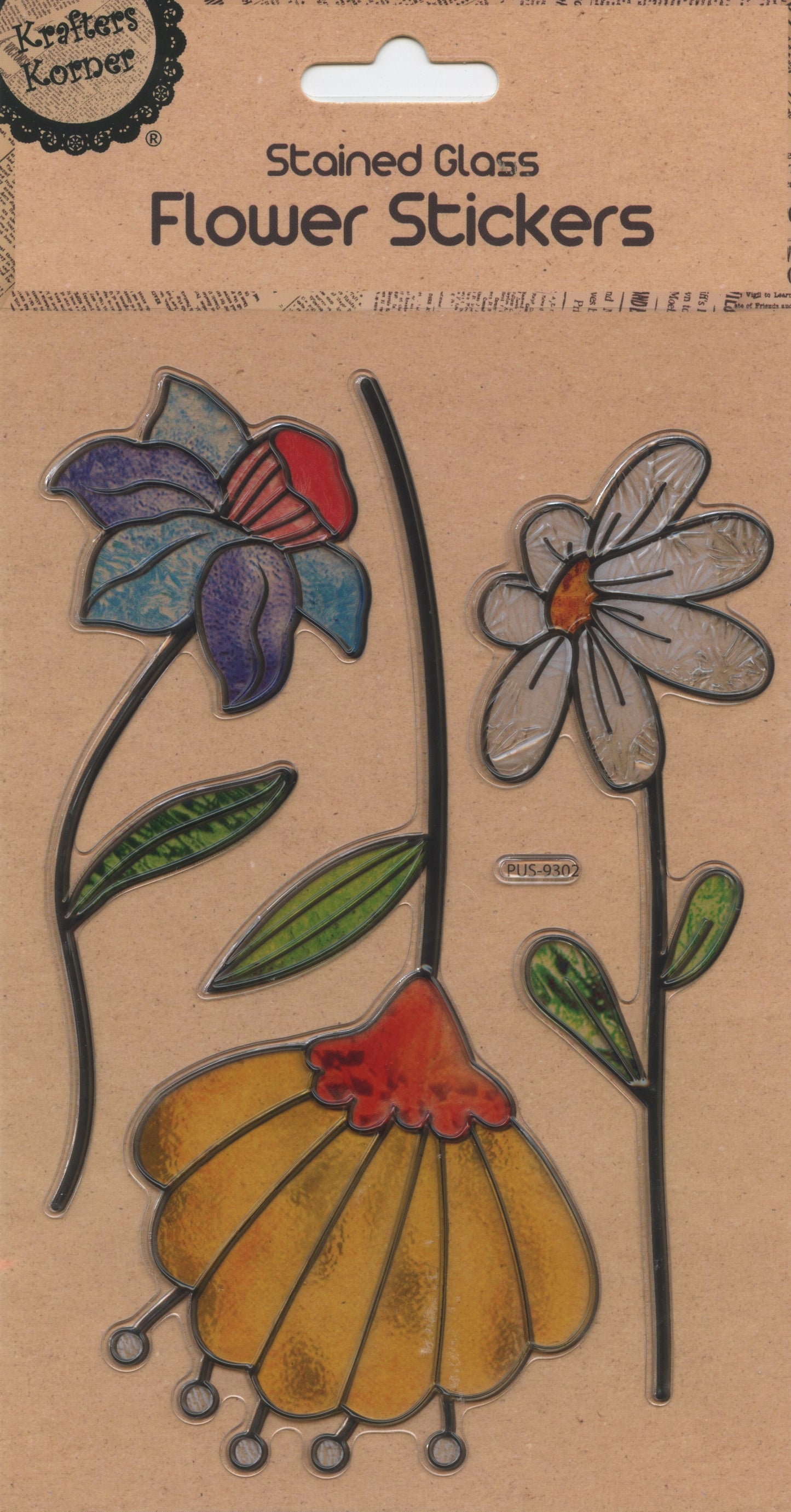 Stained Glass Flower Stickers - Collection #4 - 3pk