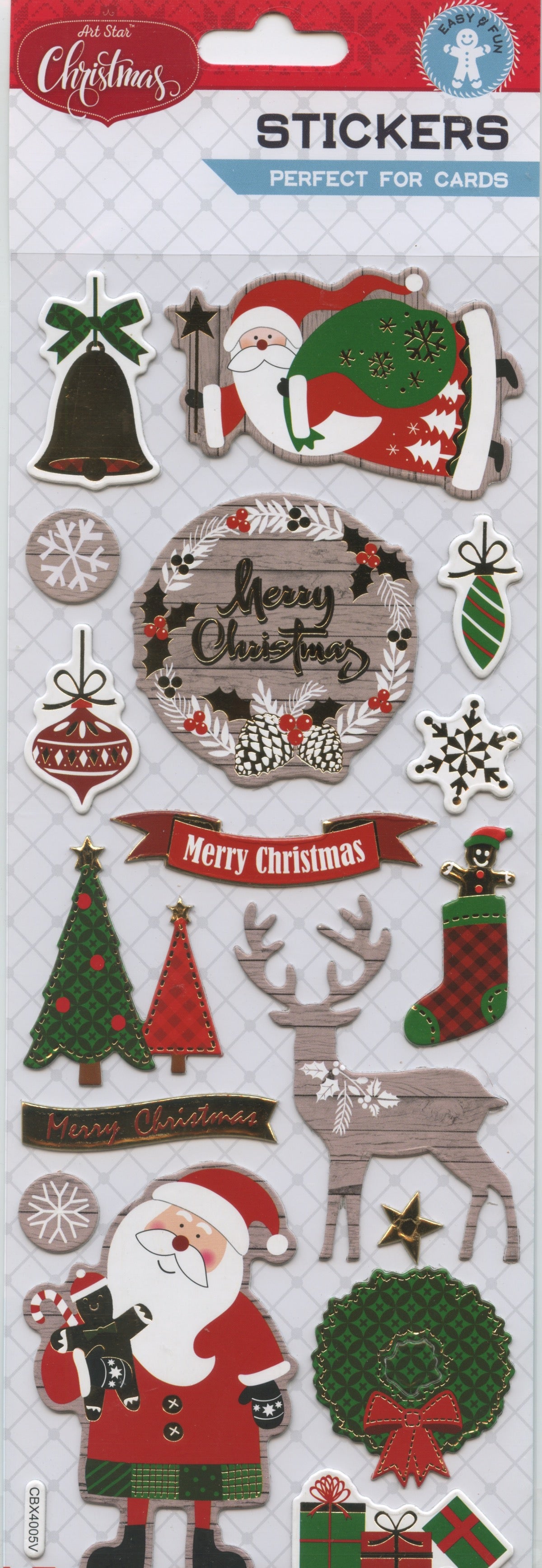 Art Star Christmas Stickers Chipboard with Foil 17pk
