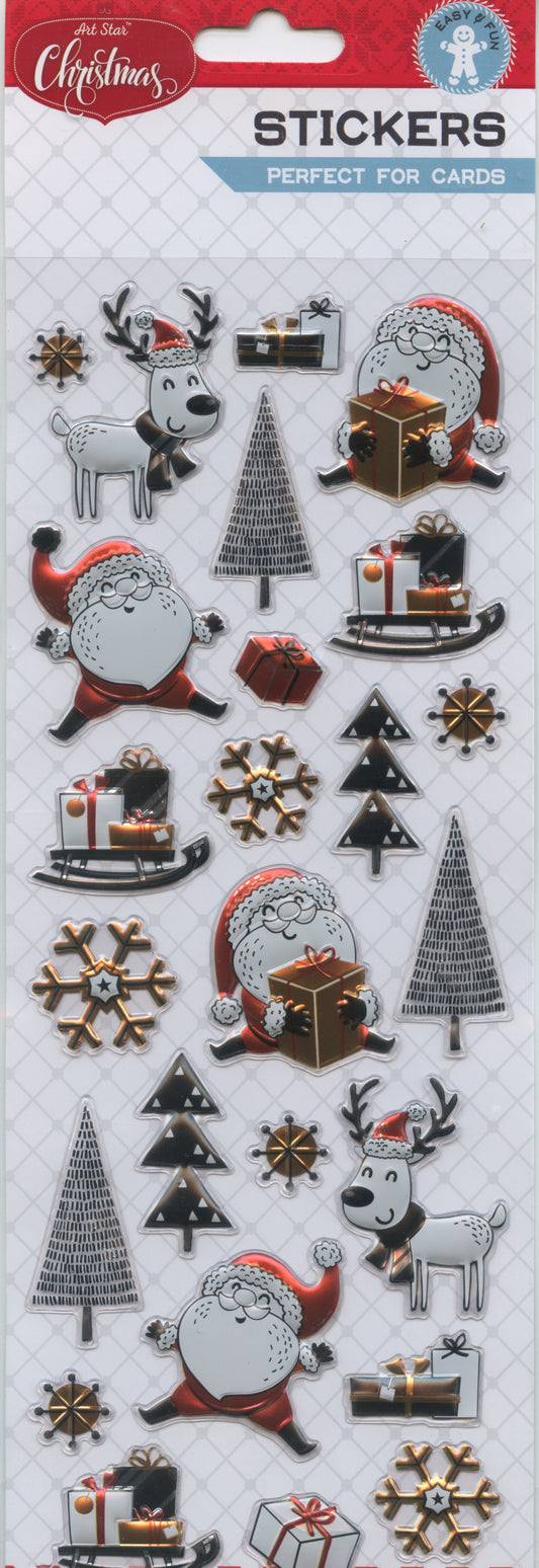 Art Star Christmas Stickers Embossed Foil 25pk