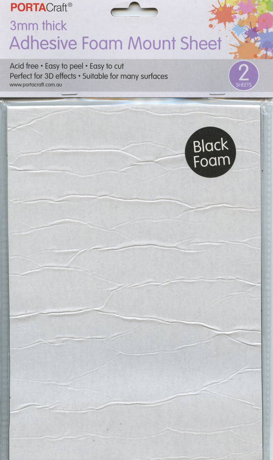 Adhesive Black Foam Mount - 3mm - 2 Sheets 15x21cm (Cut your size)