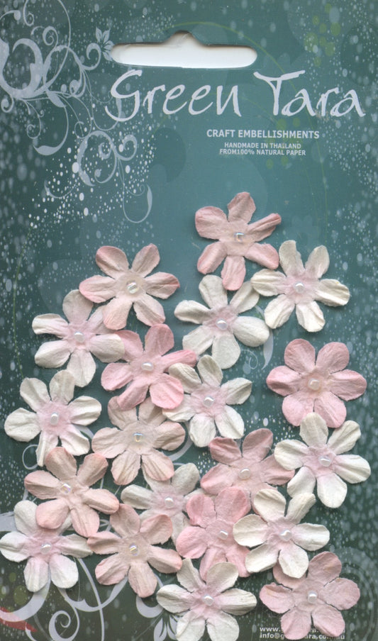 Mini Flowers - Antique Pink with Pearl centre - 20 pk