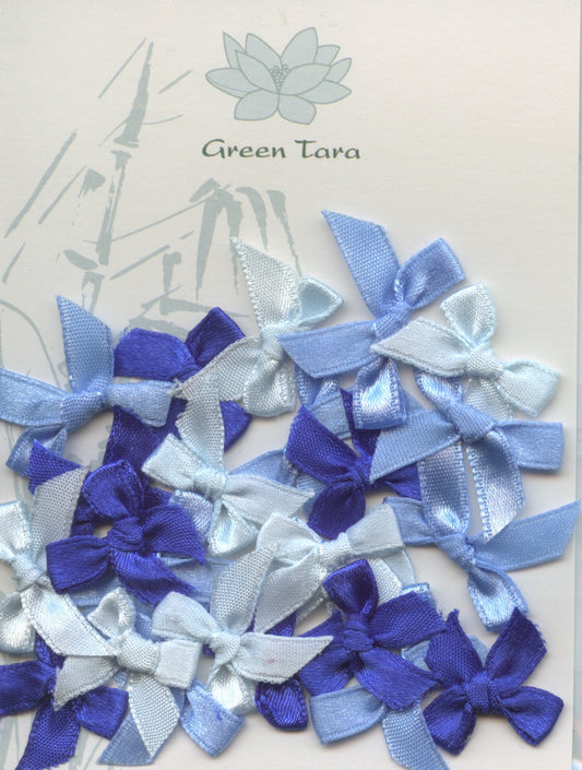 Ribbon bows - Blue tones - 24 pack