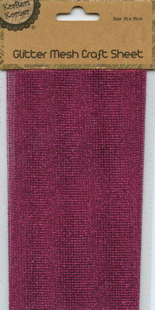 Glitter Mesh Craft Sheet 35cm x 35cm - Hot Pink