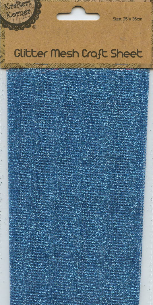 Glitter Mesh Craft Sheet 35cm x 35cm - Blue