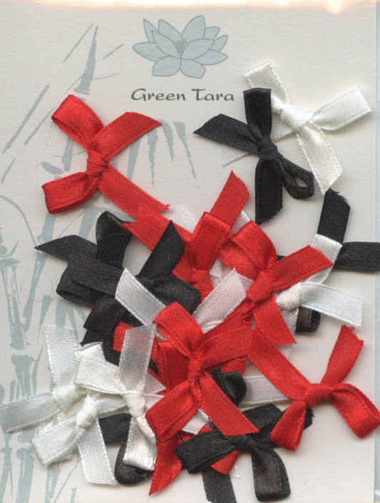 Ribbon bows - Red/Black/White - 24 pack