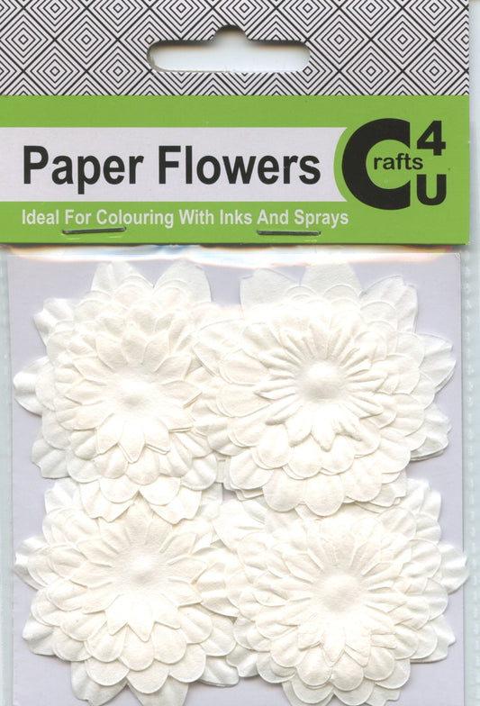 Paper Flower Embellishments - White 32pc