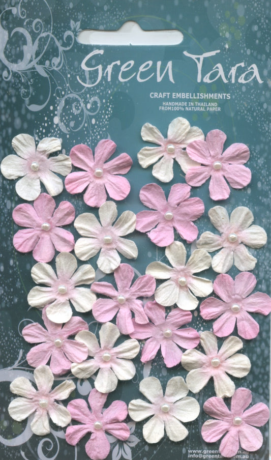 Mini Flowers - Rose with Pearl centre - 20 pk